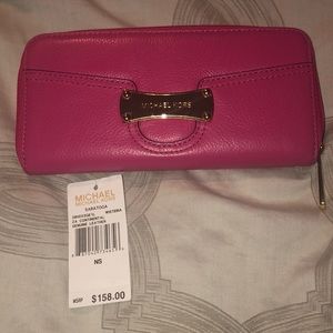 Pink Genuine Leather Michael Kors long Wallet